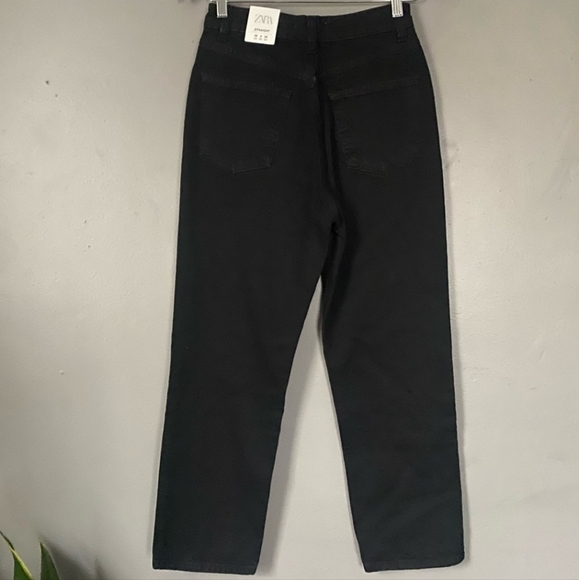 ZARA Straight Leg Button Fly High Rise Ankle Black Jeans NWT Size 4 - Picture 6 of 7